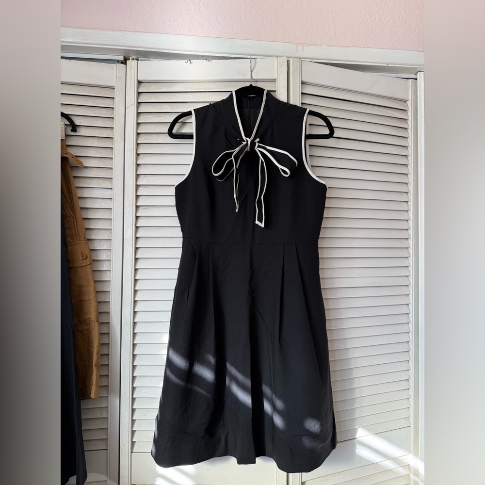 J. Crew Black Midi Dress with White Accents